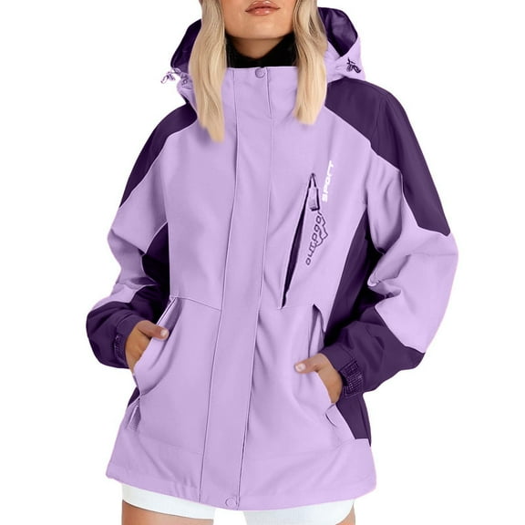 dGslk Women's Waterproof Ski Jacket, Windproof Winter Coat with Hood, Warm Fleece Lined Outdoor Snowboard Jacket for Hiking, Camping, and Snow Sports Light Purple L