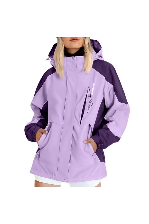 Women's Waterproof Ski Jacket, Windproof Winter Coat with Hood, Warm Fleece Lined Outdoor Snowboard Jacket for Hiking, Camping, and Snow Sports Light Purple L