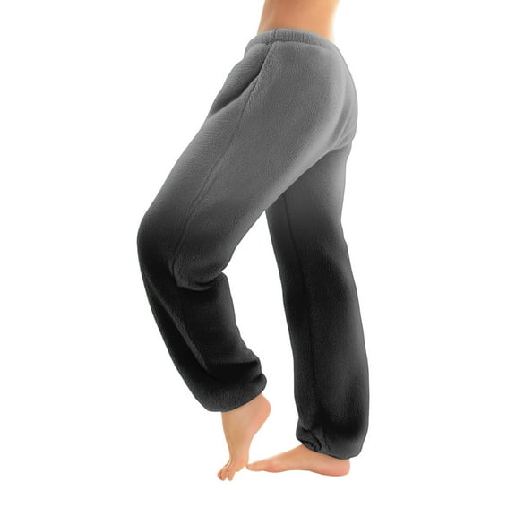 dGslk Womens Cozy Fleece Pajama Pants Soft Plush Sleepwear Lounge Bottoms Elastic Waist Relaxed Fit Warm Winter Homewear Black E XL
