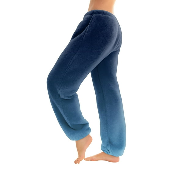 dGslk Womens Cozy Fleece Pajama Pants Soft Plush Sleepwear Lounge Bottoms Elastic Waist Relaxed Fit Warm Winter Homewear Blue E L