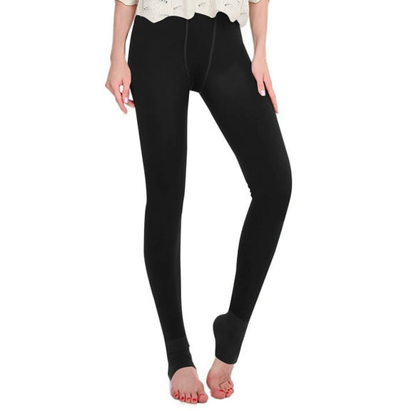 dGslk Womens Fleece Lined Thermal Leggings High Waist Stretchy Footed Pants Ultra Soft Warm Winter Tights for Cold Weather Black One Size