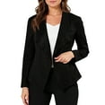 thumbnail image 1 of dGslk Womens Open Front Blazer Long Sleeve Lapel Collar Work Office Business Casual Suit Jacket for Professional Attire Black L, 1 of 2