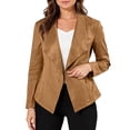 thumbnail image 1 of dGslk Womens Open Front Blazer Long Sleeve Lapel Collar Work Office Business Casual Suit Jacket for Professional Attire Light Brown M, 1 of 2