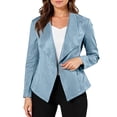 thumbnail image 1 of dGslk Womens Open Front Blazer Long Sleeve Lapel Collar Work Office Business Casual Suit Jacket for Professional Attire Sky Blue XL, 1 of 2