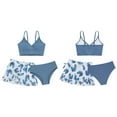 thumbnail image 1 of dPois 3 Pcs Swimsuit for Big GIrls Floral Bikini Top Brief with Swim Coverup Skirts Bathing Suit Haze Blue 11-12Y, 1 of 8