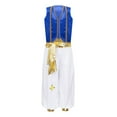 thumbnail image 1 of dPois Arabian Prince Street Dance Suits for Boys Silky Waistcoat with Harem Pants Royal Blue 12, 1 of 7