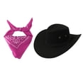thumbnail image 1 of dPois Children Cowboy Cowgirl Accessory Set Paisley Bandanna Scarf with Western Cowboy Hat Kids Hot Pink One Size, 1 of 3