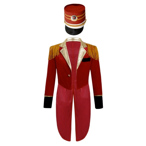 dPois Kids Boys Halloween Ringmaster Cosplay Outfits Carnival Party Dress Ups Stage Performance D Red 10