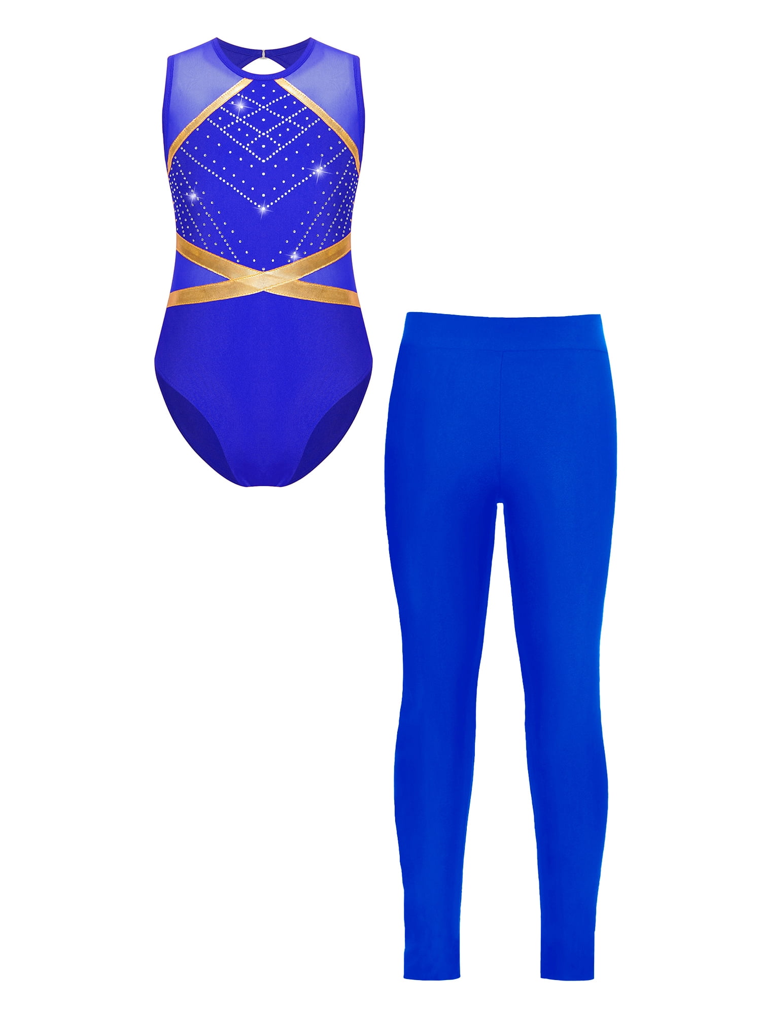 dPois Kids Girls Dance Unitards Sleeveless Keyhole Back Gymnastics ...