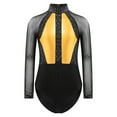 thumbnail image 1 of dPois Kids Girls Rhinestone Long Sleeve Gymnastics Leotard Ballet Dance Unitard Bodysuit Dance Suit Gold 14, 1 of 6