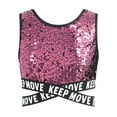 thumbnail image 1 of dPois Kids Girls Sparkle Sequin Hip Hop Dance Top Vest Crisscross Back Sleeveless Metallic Jazz Tank Pink 6, 1 of 6