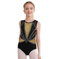thumbnail image 1 of dPois Little Girls' Athletic Unitard Gymnastics Leotard Biketard Sleeveless Dance Clothing 6-16 Years Black&Gold 14, 1 of 5