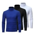 thumbnail image 1 of dPois Men's 3 Pcs Slim Fit Mock Turtleneck Pullover Casual Basic Thermal Undershirt Black&Royal Blue&White 3XL, 1 of 6