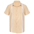 thumbnail image 1 of dPois Men's Linen Shirt Cuban Guayabera Shirts Short Sleeve Button Down Beach Shirts Casual Summer Khaki XL, 1 of 7