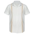 thumbnail image 1 of dPois Men's Linen Shirt Cuban Guayabera Shirts Short Sleeve Button Down Beach Shirts Casual Summer White L, 1 of 7