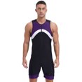 thumbnail image 1 of dPois Mens One Piece Swimsuit Sun Protection Rash Guard Zipper Bodysuit Surfing Suit Swimwear Shorty Purple 4XL, 1 of 6