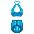 thumbnail image 1 of dPois Metallic Bikinis Set for Women Cheeky Thong Cutout Bra Top Sexy Glitter Sparkly 2 Piece Bathing Sky Blue M, 1 of 7