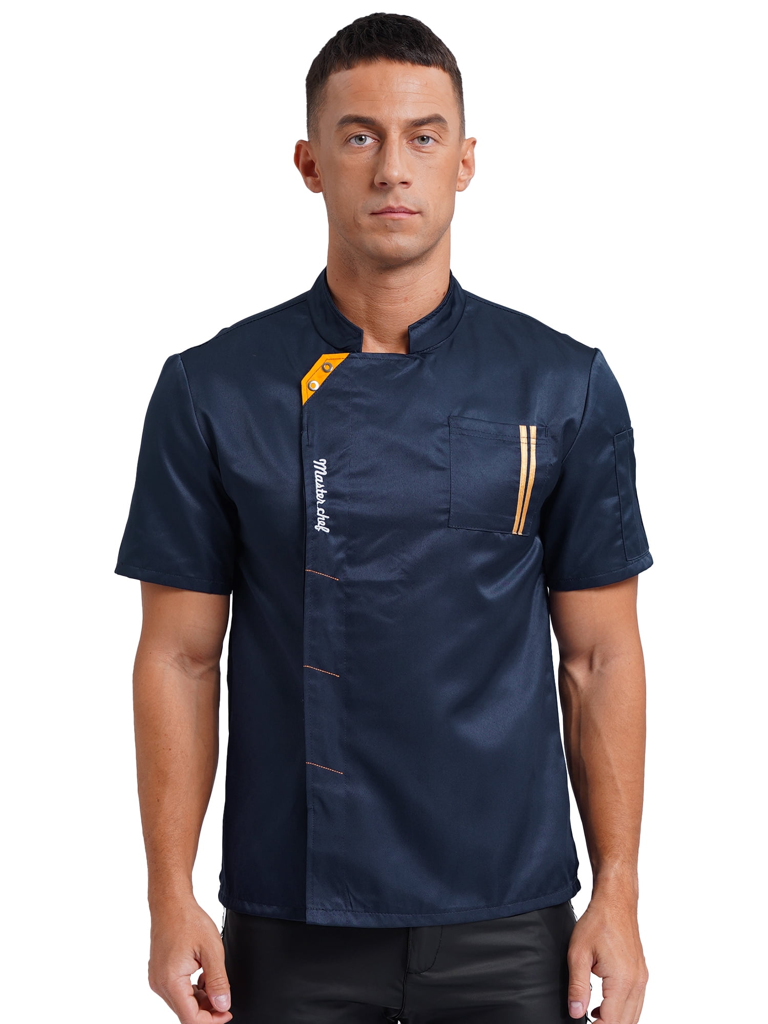 dPois Unisex Chef Coat Short Sleeve Chef Jacket Restaurant Kitchen ...