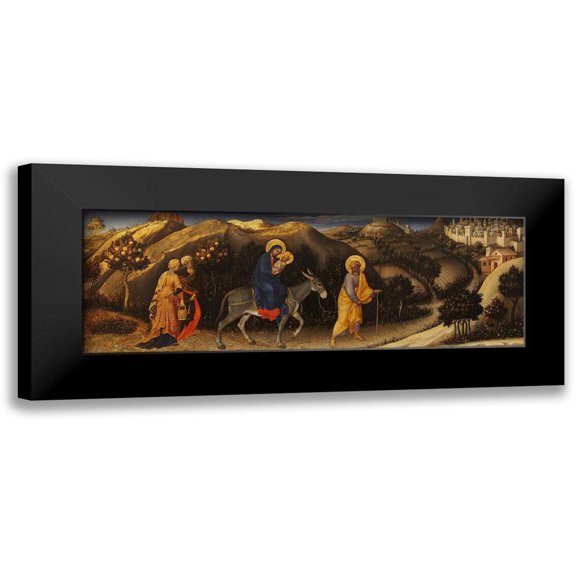 da Fabriano, Gentile 24x11 Black Modern Framed Museum Art Print Titled - Flyght in Egypt, at Adoration of the Magi