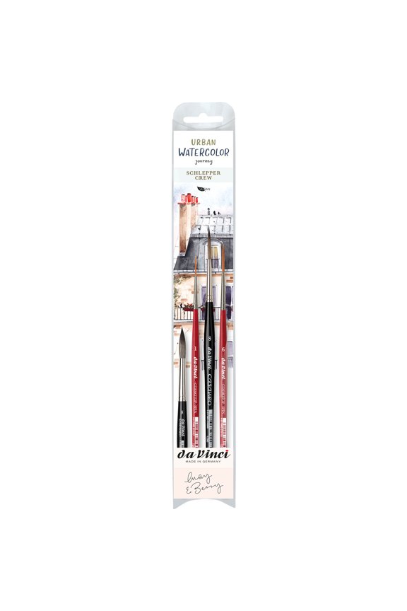 Artist Signature Collection by May & Berry Design Studio (Urban Watercolor Journey), Rigger Brushes, Assorted, 4 Brush Set