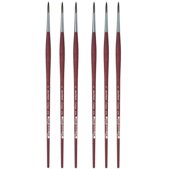 da Vinci COLLEGE Student Brush, Synthetic, Acrylic & Oil, Round, Series 8730, Size 6, Pack of 6