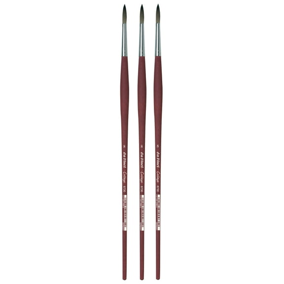 da Vinci COLLEGE Student Brush, Synthetic, Acrylic & Oil, Round, Series 8730, Size 8, Pack of 3
