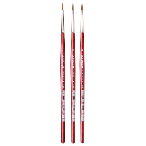 da Vinci COSMOTOP-SPIN Silkpainting Brush, Synthetic, Watercolor, Round, Size 2, Pack of 3