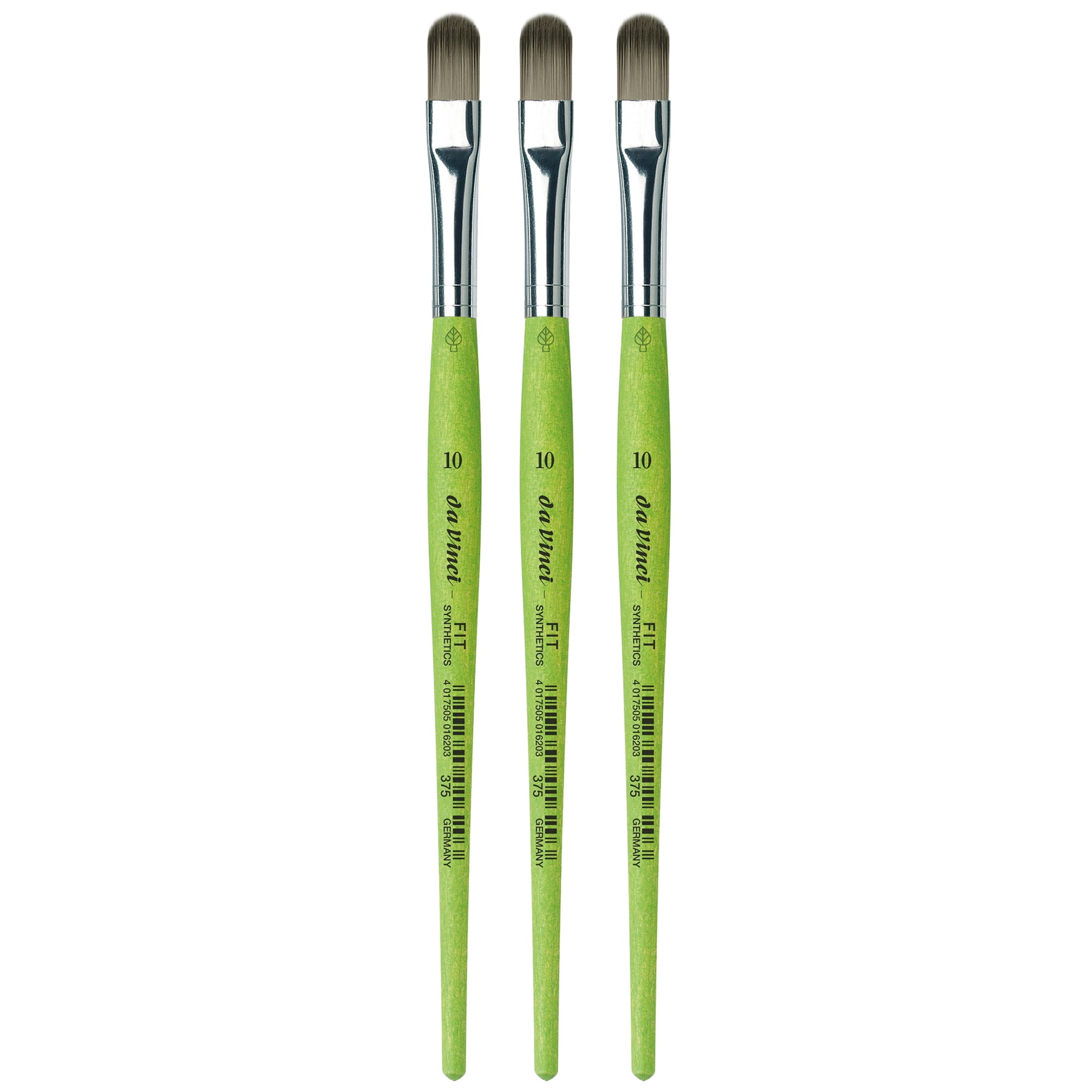 da Vinci FIT Synthetics Student Brush, Synthetic, Acrylic & Tempera, Filbert, Series 375, Size 10, Pack of 3