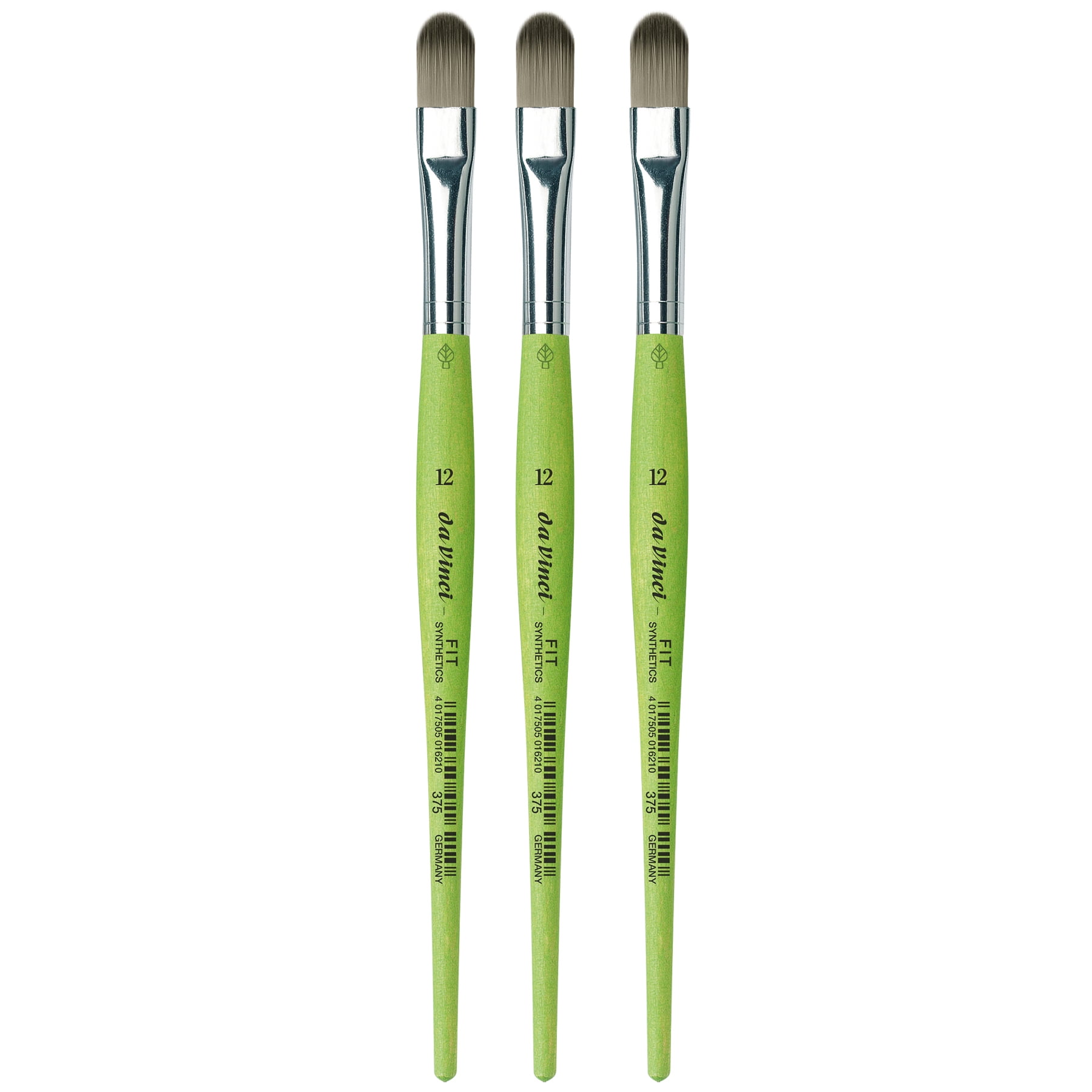 da Vinci FIT Synthetics Student Brush, Synthetic, Acrylic & Tempera, Filbert, Series 375, Size 12, Pack of 3