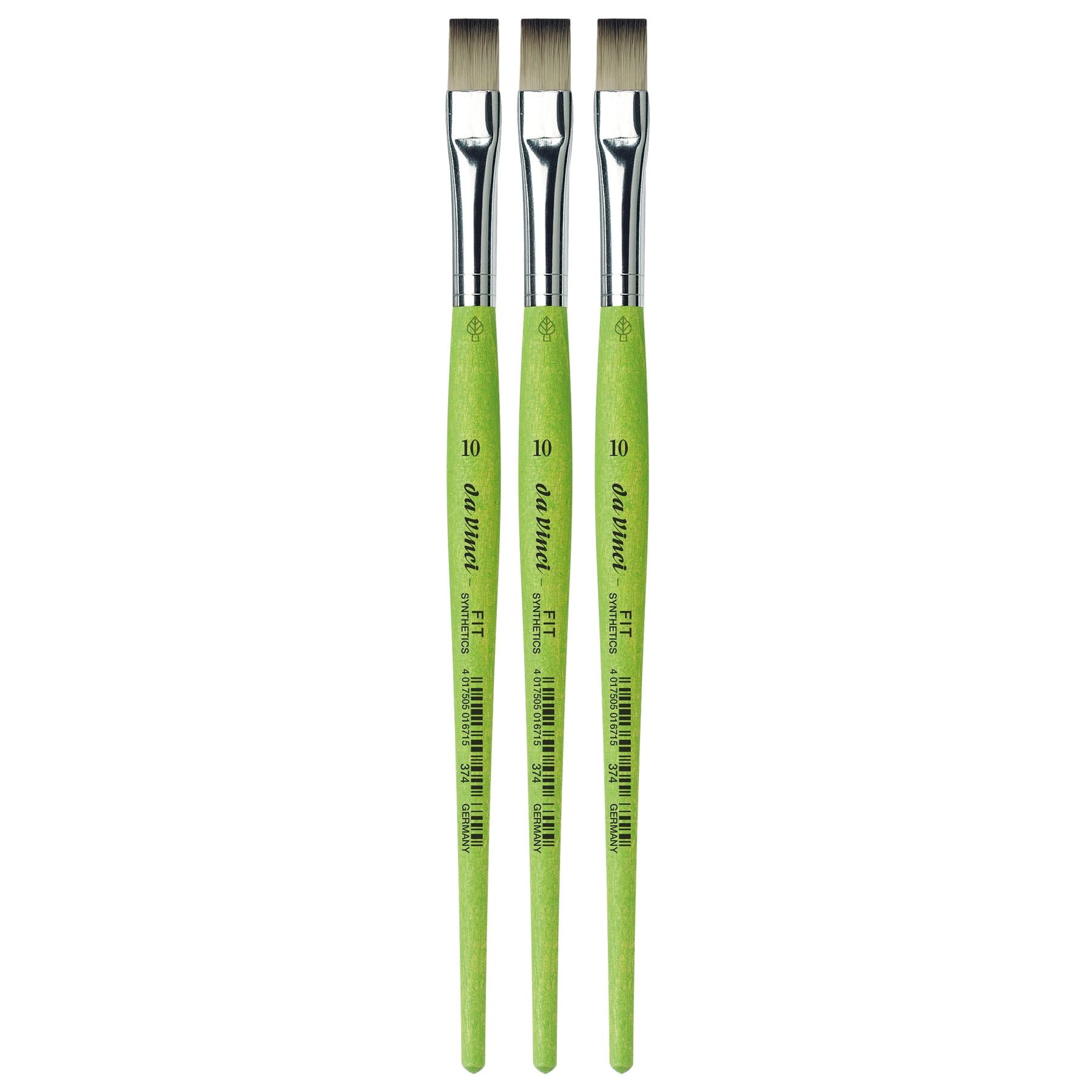 da Vinci FIT Synthetics Student Brush, Synthetic, Acrylic & Tempera, Flat, Series 374, Size 10, Pack of 3