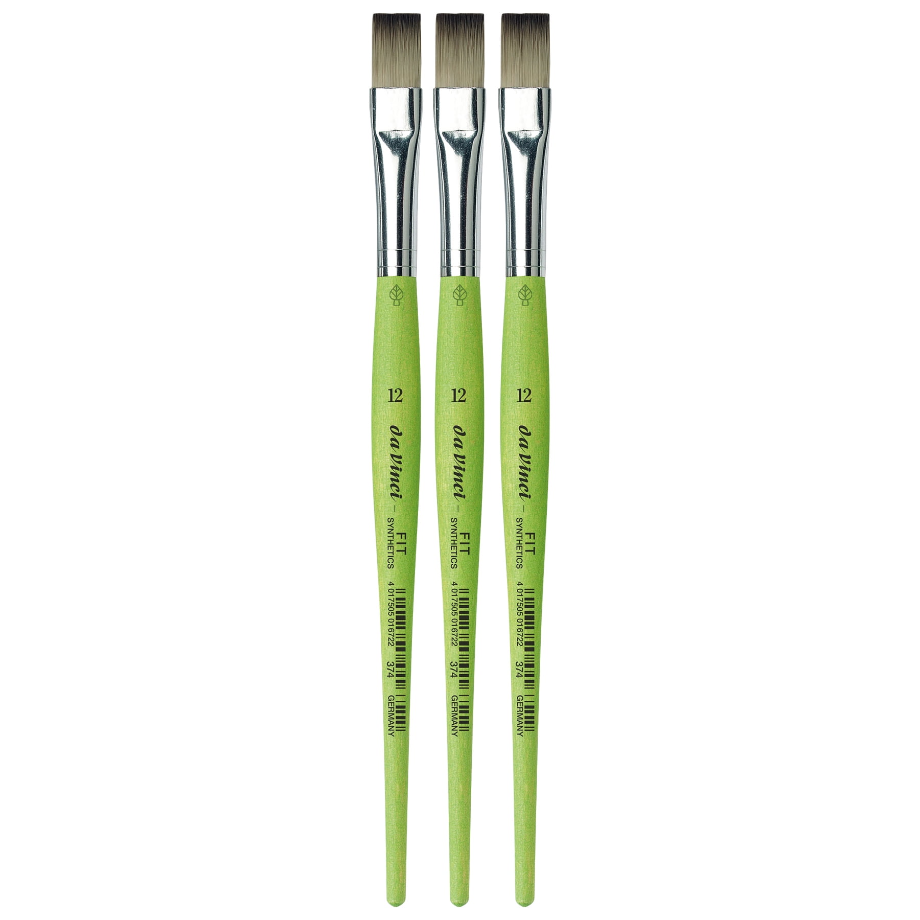da Vinci FIT Synthetics Student Brush, Synthetic, Acrylic & Tempera, Flat, Series 374, Size 12, Pack of 3