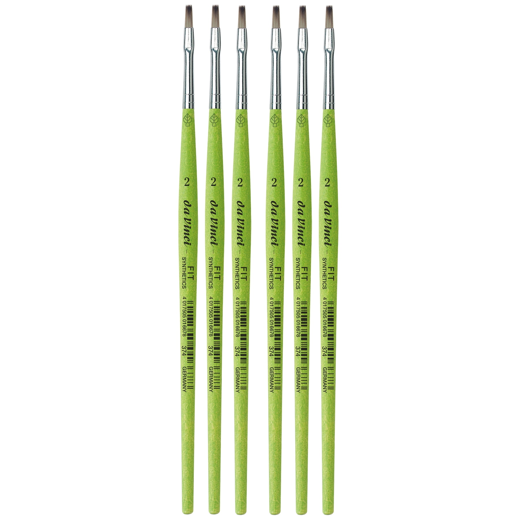 da Vinci FIT Synthetics Student Brush, Synthetic, Acrylic & Tempera, Flat, Series 374, Size 2, Pack of 6