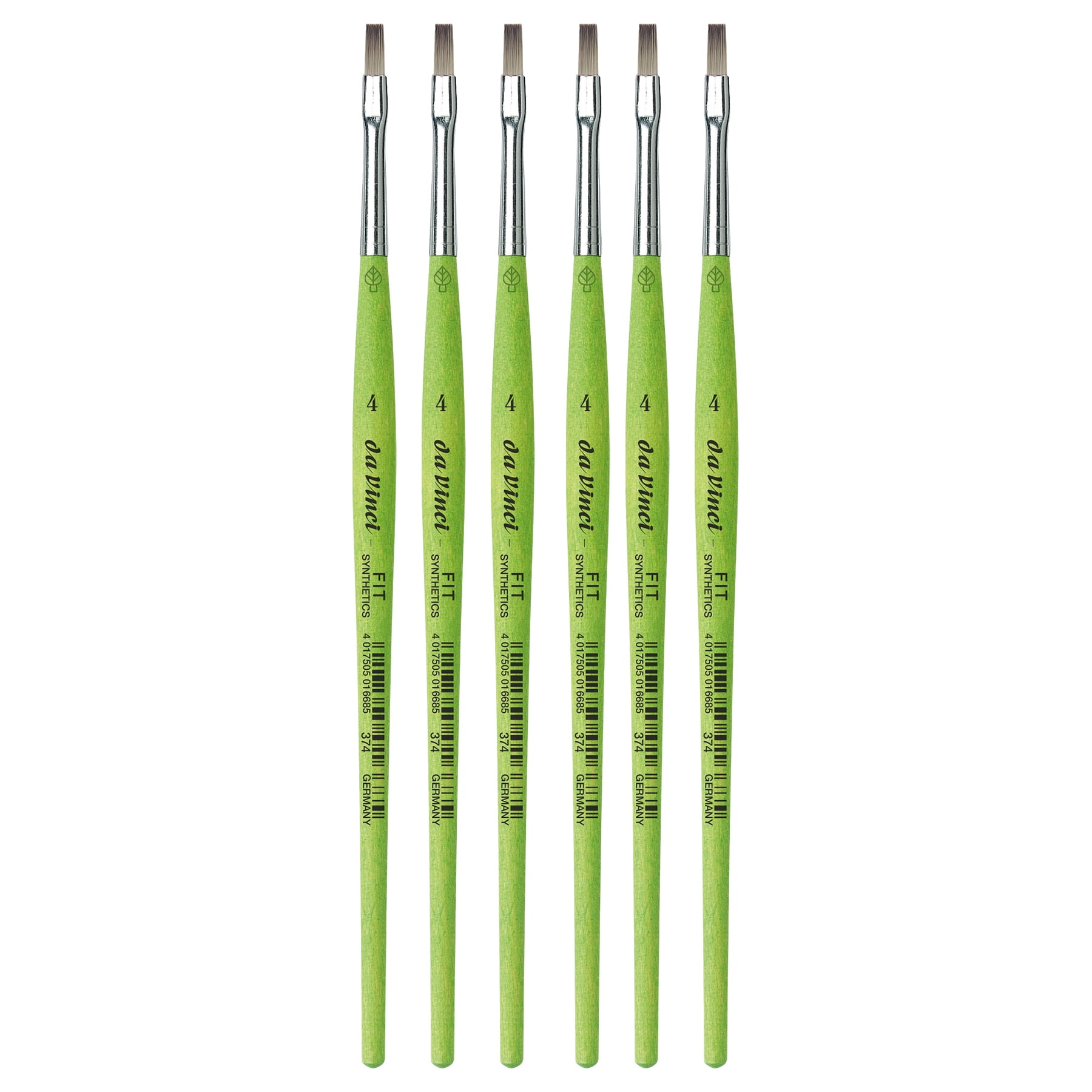 da Vinci FIT Synthetics Student Brush, Synthetic, Acrylic & Tempera, Flat, Series 374, Size 4, Pack of 6