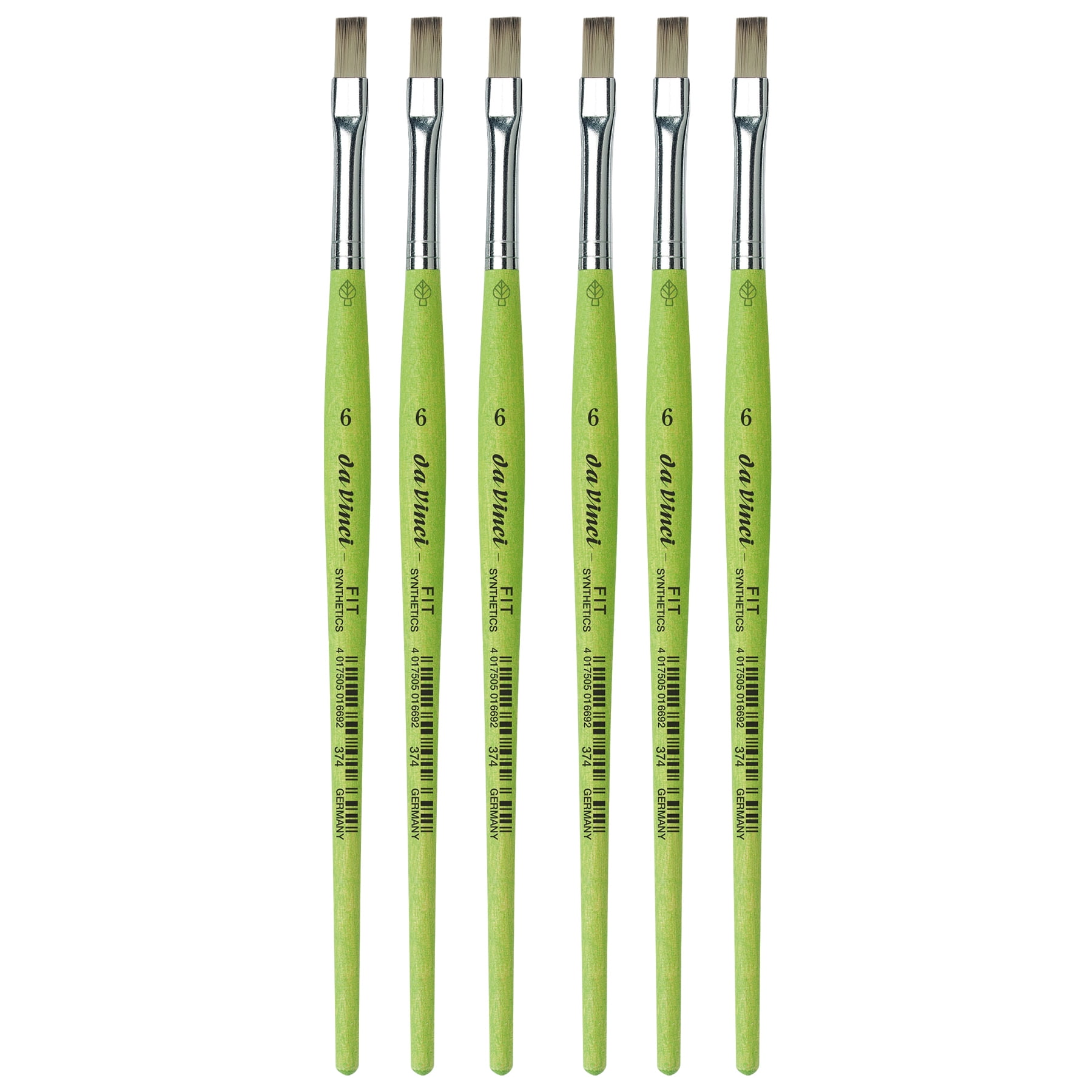 da Vinci FIT Synthetics Student Brush, Synthetic, Acrylic & Tempera, Flat, Series 374, Size 6, Pack of 6