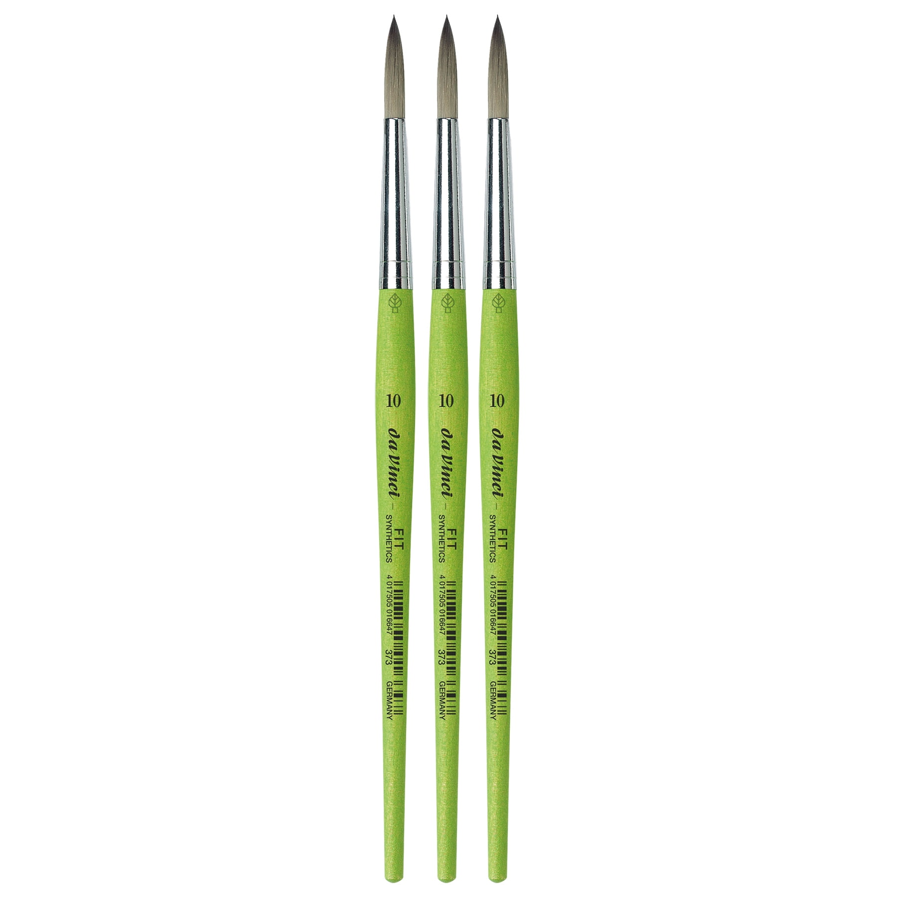 da Vinci FIT Synthetics Student Brush, Synthetic, Acrylic & Tempera, Round, Series 373, Size 10, Pack of 3
