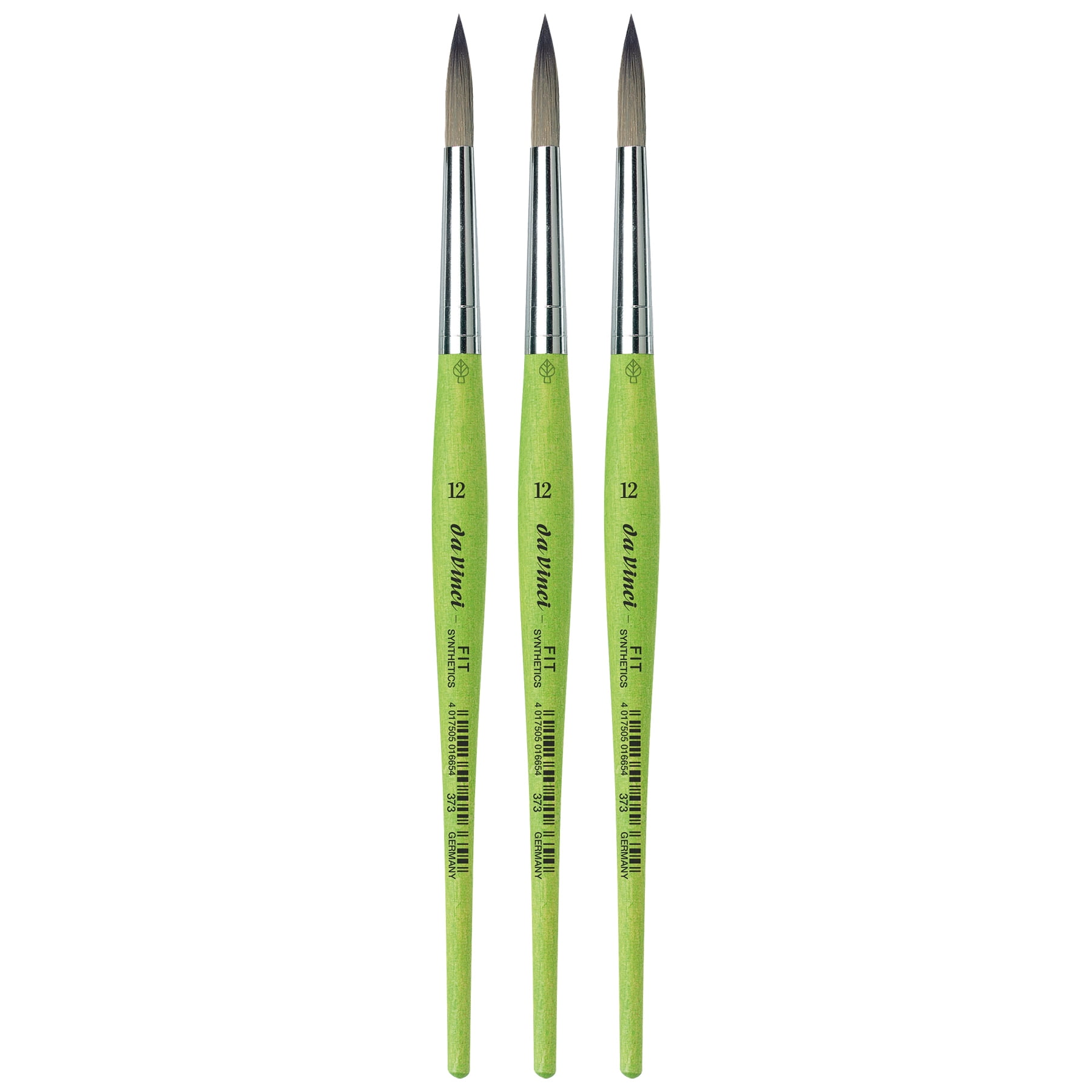 da Vinci FIT Synthetics Student Brush, Synthetic, Acrylic & Tempera, Round, Series 373, Size 12, Pack of 3