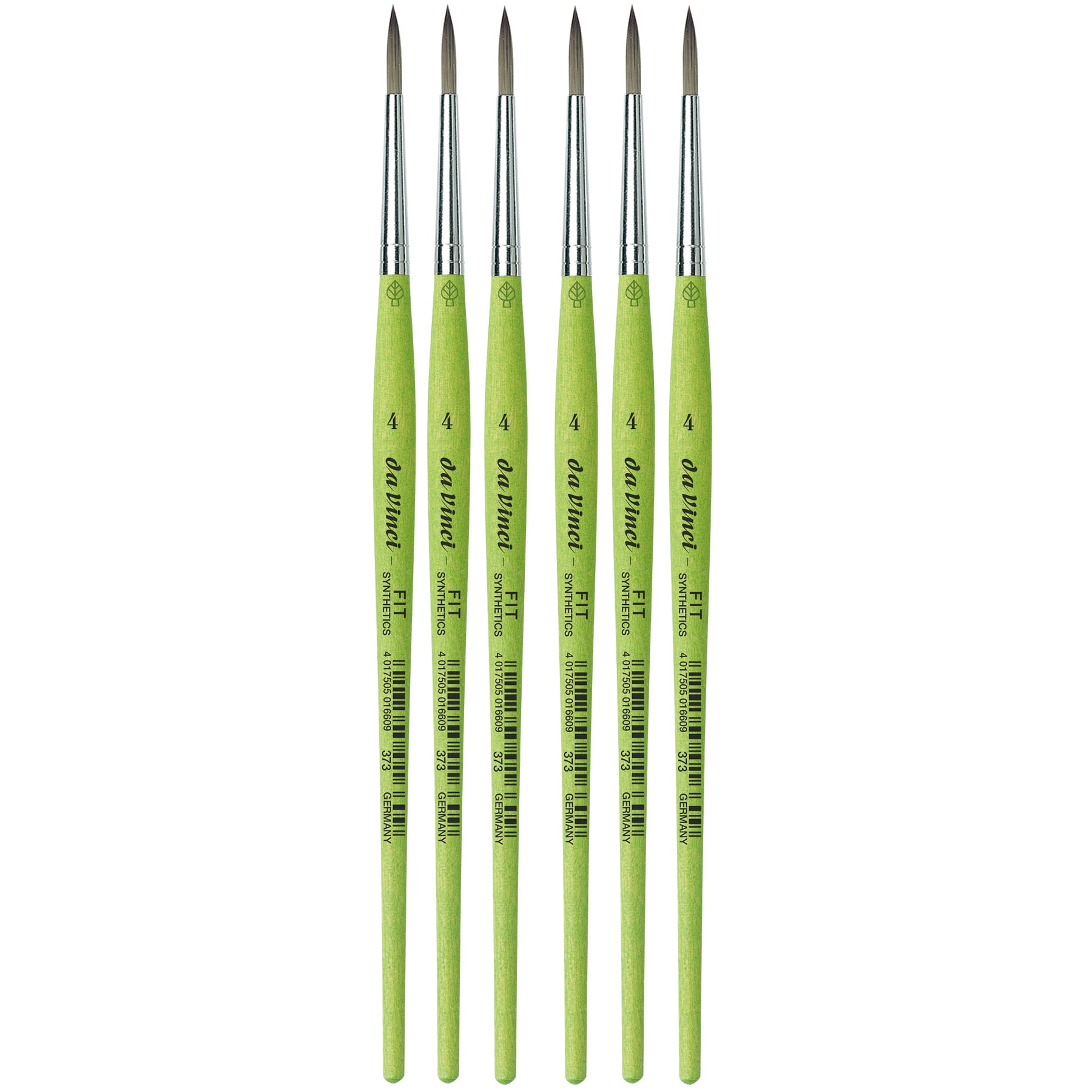 da Vinci FIT Synthetics Student Brush, Synthetic, Acrylic & Tempera, Round, Series 373, Size 4, Pack of 6