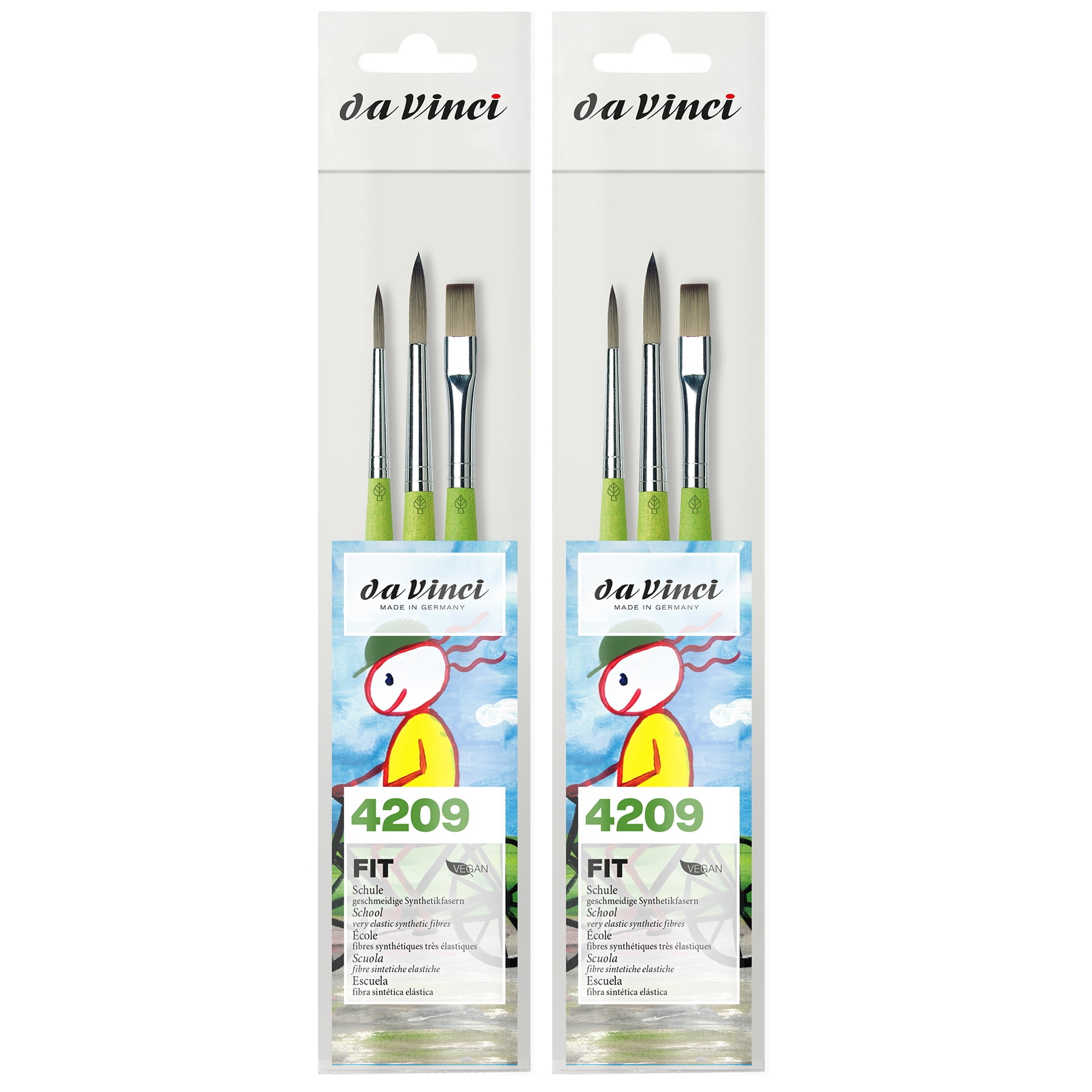 da Vinci FIT Synthetics Student & Hobby Brushes, Synthetic, Acrylic & Tempera, Assorted, 3 Per Set, 2 Sets