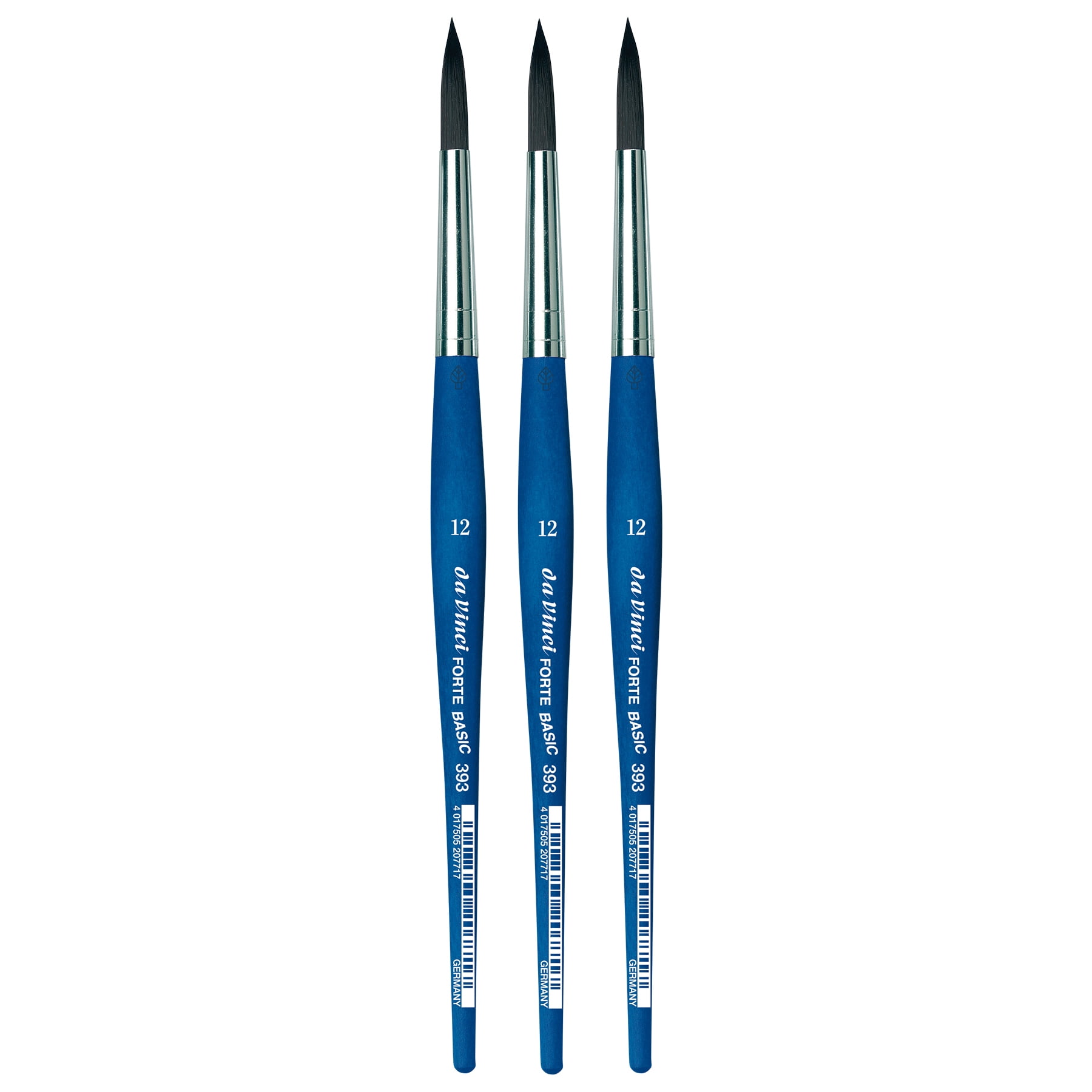 da Vinci FORTE BASIC Student Brush, Synthetic, Acrylic, Round, Series 393, Size 12, Pack of 3
