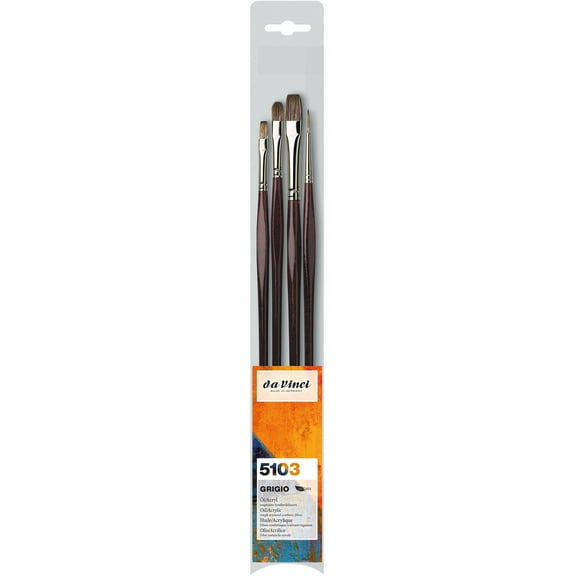 da Vinci GRIGIO Classic Painting Brushes, Synthetic, Oil, Assorted, 3 Brush Set