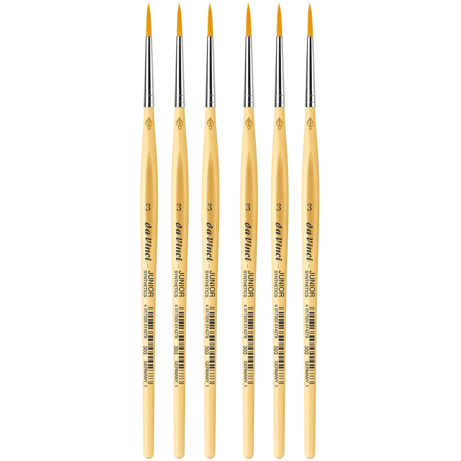 da Vinci JUNIOR Synthetics Student Brush, Synthetic, Tempera, Round, Series 303, Size 3, Pack of 6