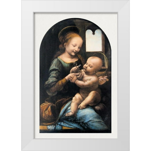da Vinci, Leonardo 13x18 White Modern Wood Framed Museum Art Print Titled - Benois Madonna