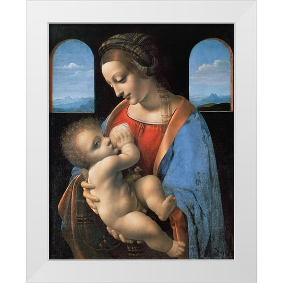 da Vinci, Leonardo 20x24 White Modern Wood Framed Museum Art Print Titled - Madonna Litta