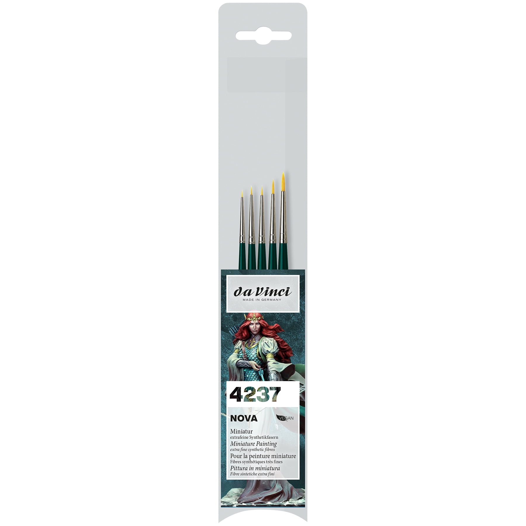da Vinci NOVA Miniature Brushes, Synthetic, All Paint Types, Round, Assorted, 5 Brush Set