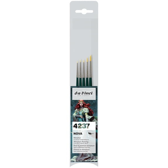da Vinci NOVA Miniature Brushes, Synthetic, All Paint Types, Round, Assorted, 5 Brush Set