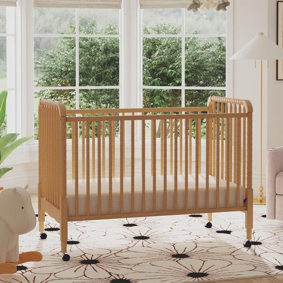daVinci Jenny Lind 3-in-1 Convertible Stationary Crib in Honey Finish & Mattress Bundle