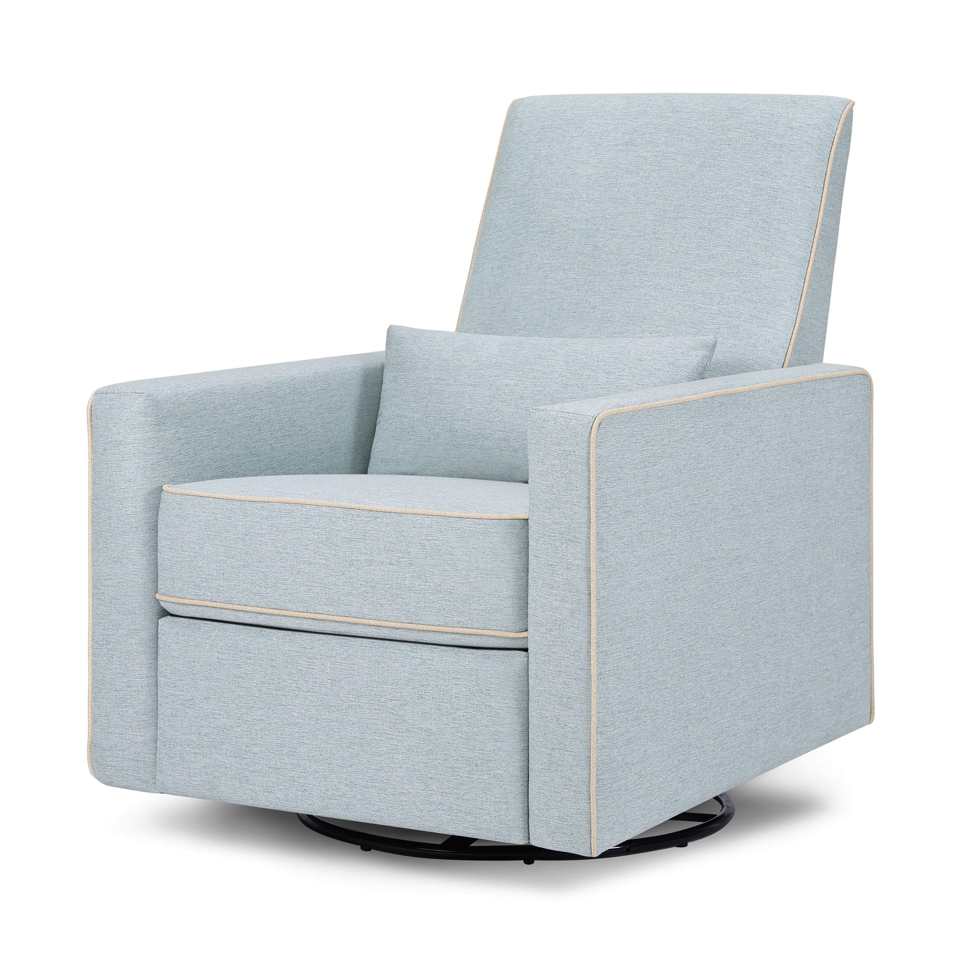 Heathered Blue Swivel Recliner with Cream Piping