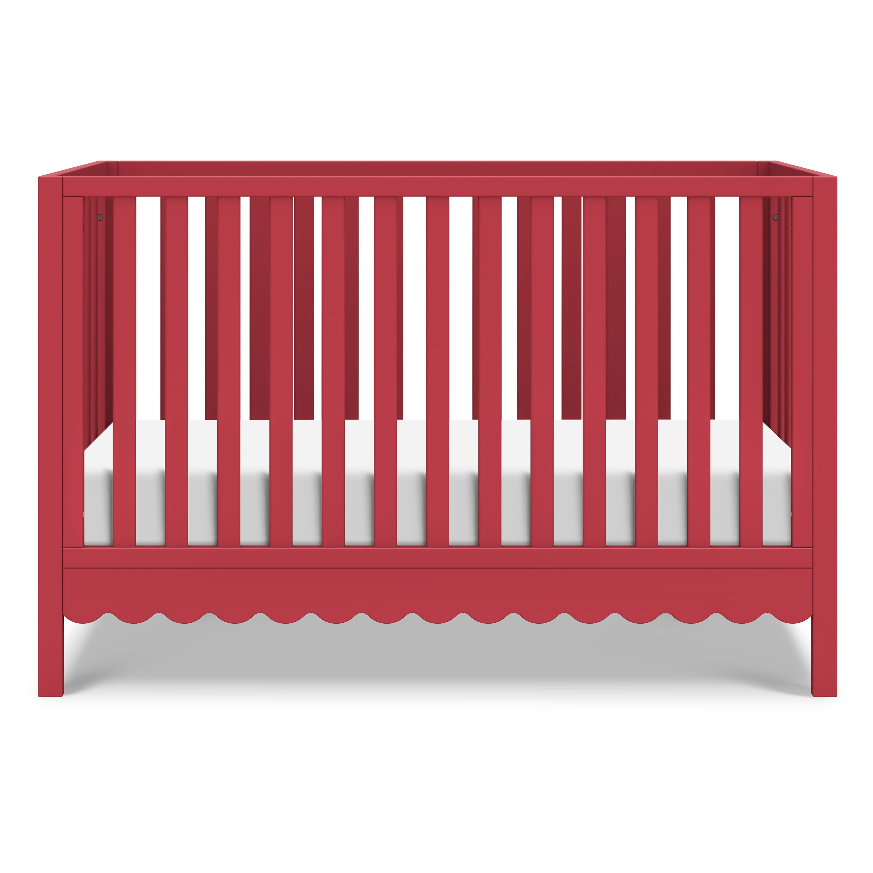 Sammy Scallop Strawberry Red Convertible Pine Wood Crib