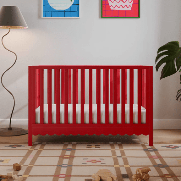 daVinci Sammy Scallop 4 in 1 Convertible Crib, Strawberry Red