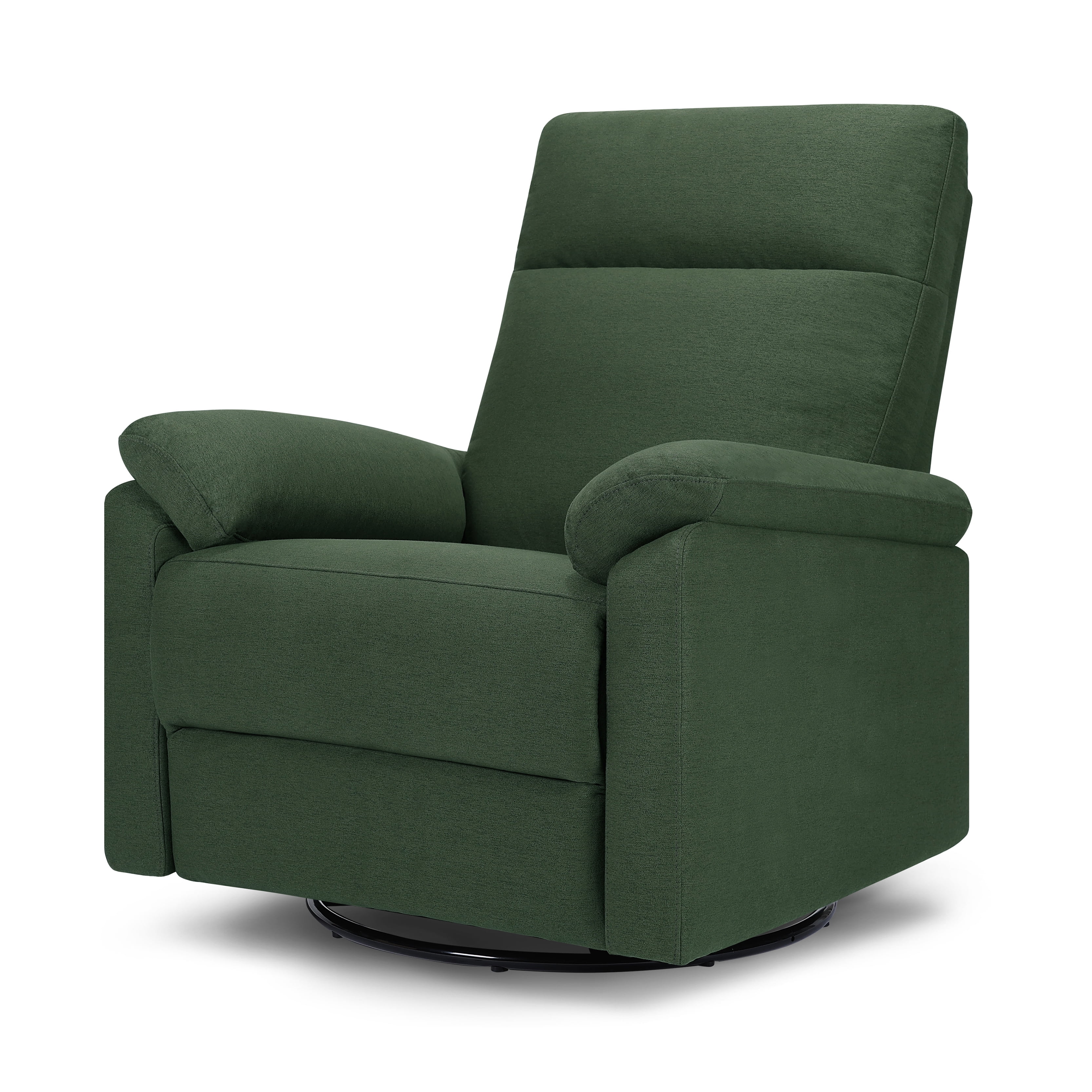 Pine Green Polyester Swivel Recliner with Metal Frame
